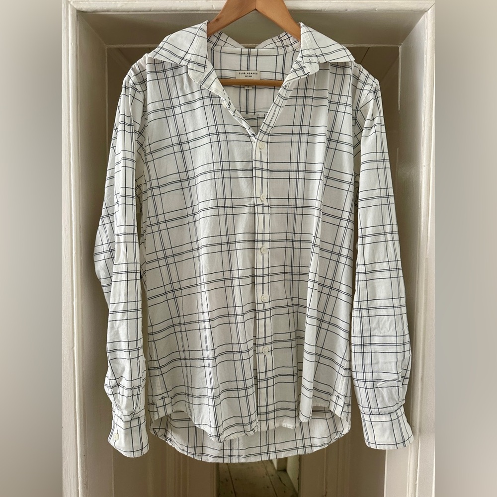 Club Monaco Men’s Long Sleeve Plaid Shirt sz M